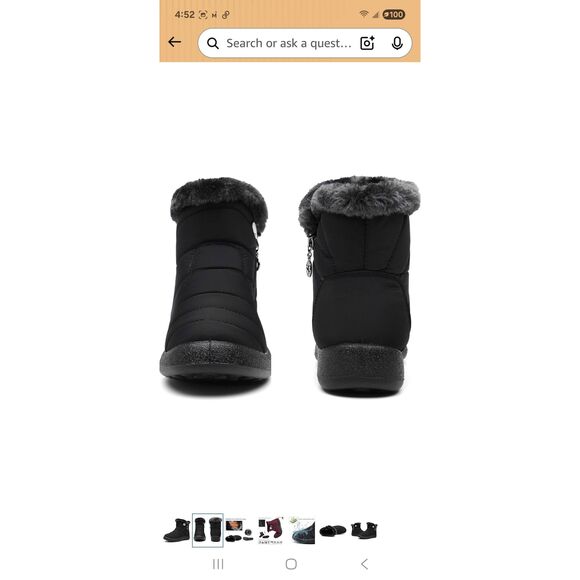 HSYOOES black faux fur lined waterproof winter snow ankle boots size 9 Runs Big - Picture 2 of 11